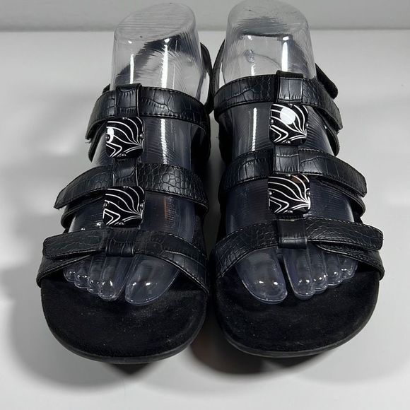Vionic Women’s Amber Adjustable Leather Orthotic Sandals Black Size 7 - Picture 2 of 10